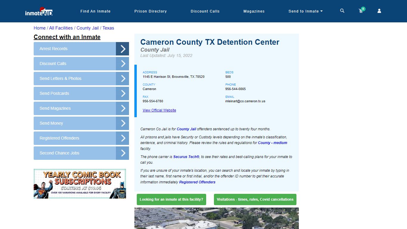 Cameron County TX Detention Center - Inmate Locator - Brownsville, TX